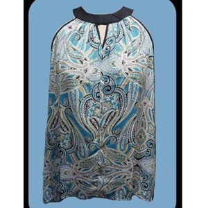 Sleeveless Hi-Low Tunic Size 22 24 by Ashley Stewart Teal Paisley Blouse 22W 24W